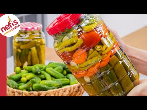 Kütür Kütür 2 Çeşit Turşu 😋 Karışık Turşu ve Kornişon Turşu Tarifi