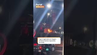 Fogo é registrado em imagem de Nossa Senhora Aparecida em Águas Lindas de Goiás #goiás
