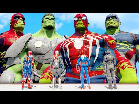 HULK SMASH SPIDERMAN | Iron-Spiderman, Spiderman 2099, Spider-Hulk, Hulk-Pool || What If
