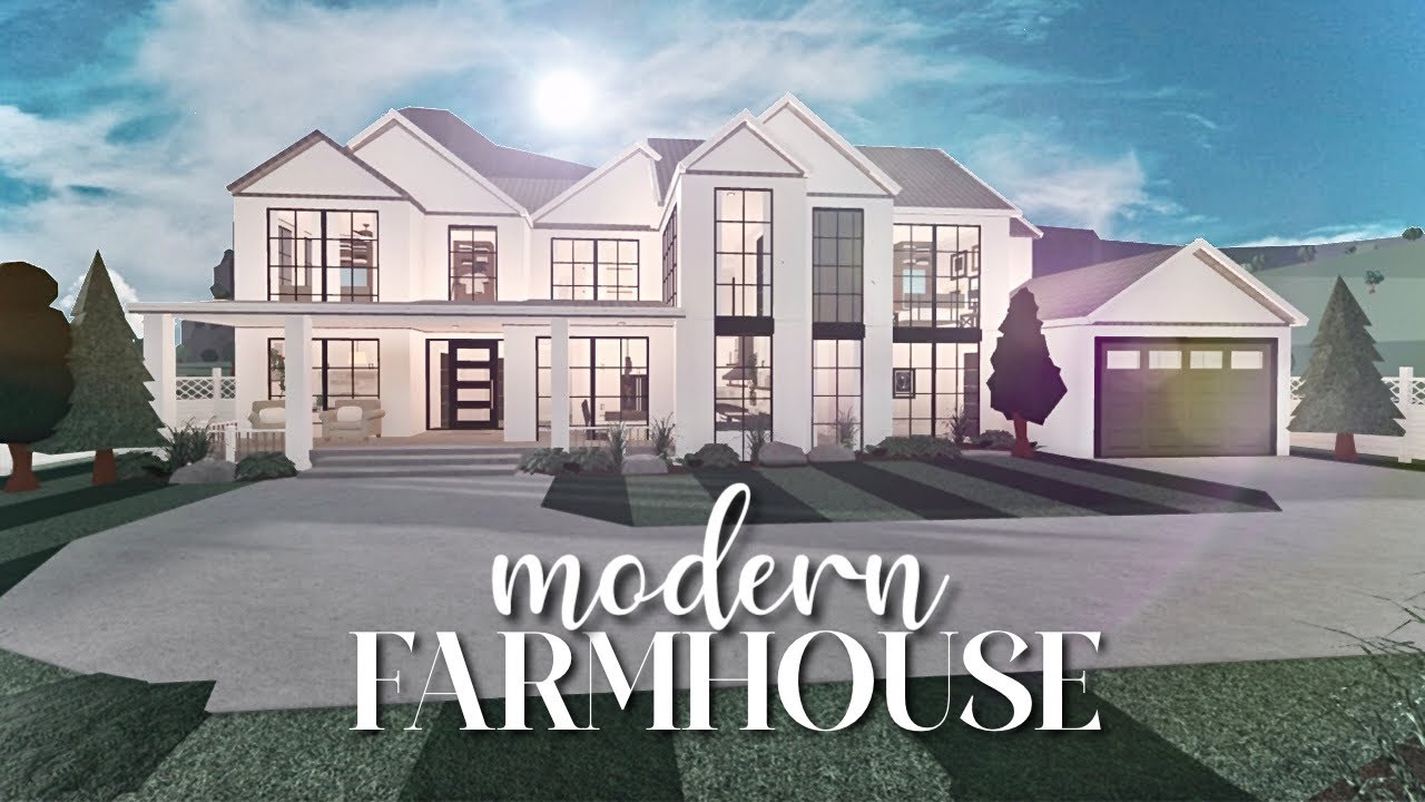 ROBLOX | Bloxburg: Modern Family Farmhouse 177k | No large Plot | House Build
