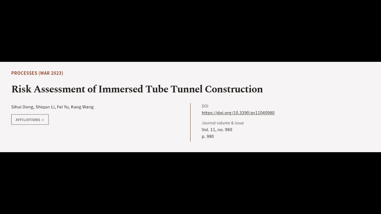 Risk Assessment of Immersed Tube Tunnel Construction | RTCL.TV