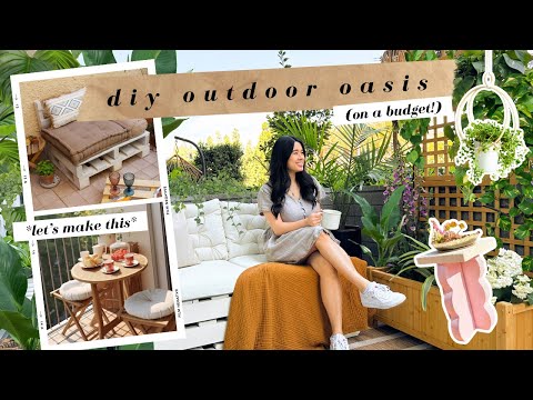 SMALL OUTDOOR PATIO GETS A HUGE MAKEOVER (oasis of my dreams!) | *DIY outdoor furniture + decor*