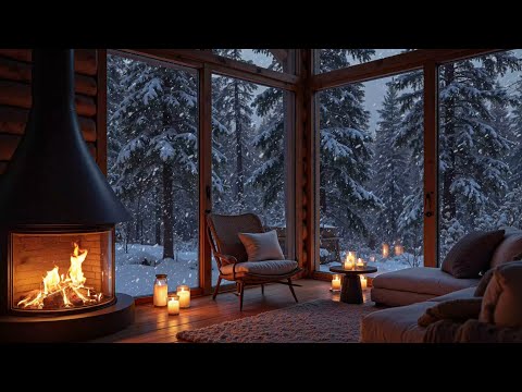 Relaxing Winter in Cozy Living Room Ambience ❄️ 🔥Smooth Piano Music for Work, Relax