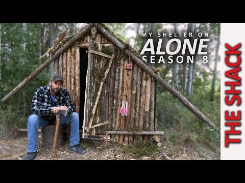 Bushcraft SURVIVAL Shelter with Fireplace - Complete Build, ALONE Season 8