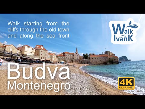 4K Walking tour of Budva in Montenegro through the old town and along the see front