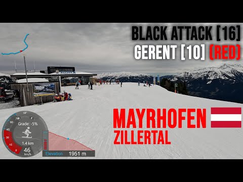 [4K] Skiing Mayrhofen, Full Black Attack [16] and Red Gerent [10], Zillertal Austria, GoPro HERO11