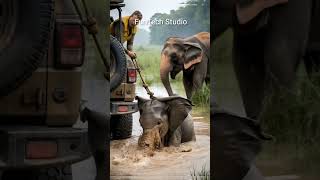 A man rescuing a baby elephant #usa #animallife #wildlife #nature #viralvideo #brazil