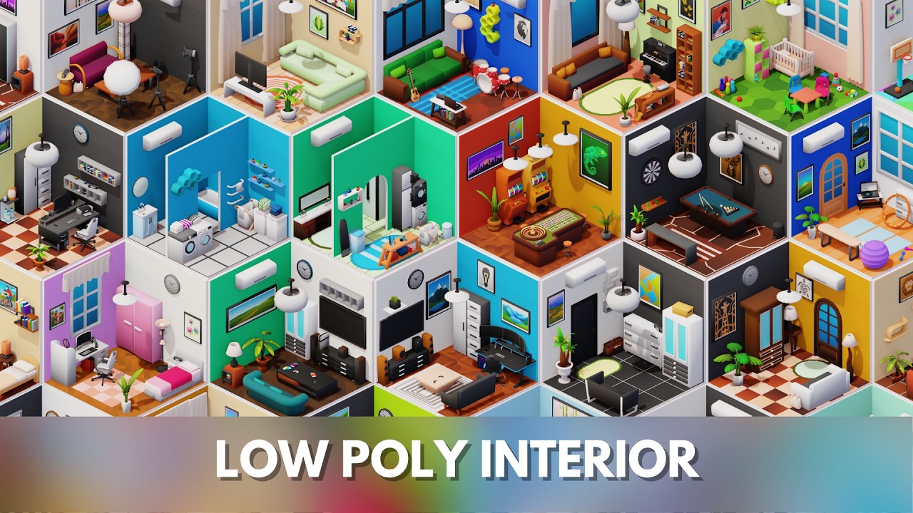 Interior Low Poly Assets Pack Modular Furniture Set 3D Model