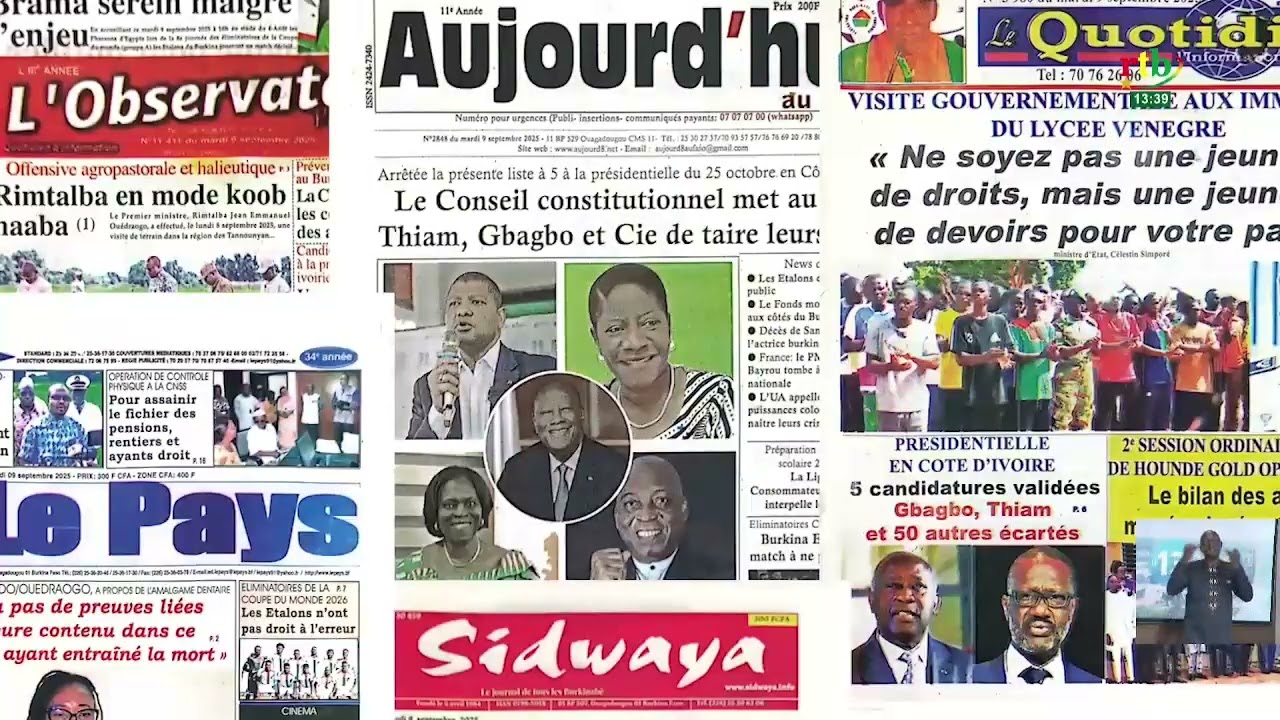 Revue de presse de ce 09 septembre 2025