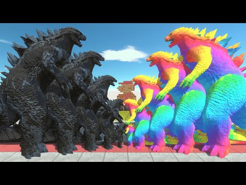 Dark Monster War - Team Growing Dark BLACK GODZILLA 2014 VS Team Growing RAINBOW Godzilla 2014 ARBS
