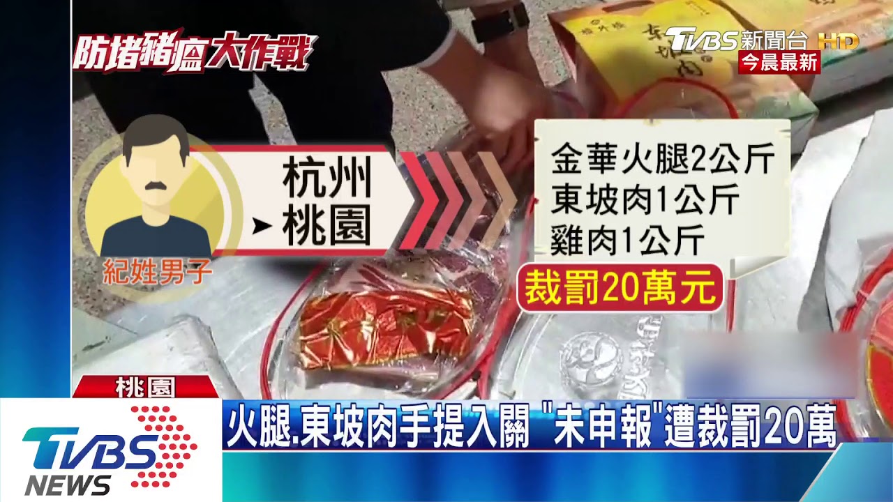 帶火腿、東坡肉闖關 未申報遭裁罰20萬