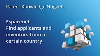 Espacenet – Find applicants or inventors from a certain country