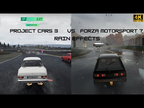 Project Cars 3 VS Forza Motorsport 7 Rain Effects Comparison (4K 60FPS)