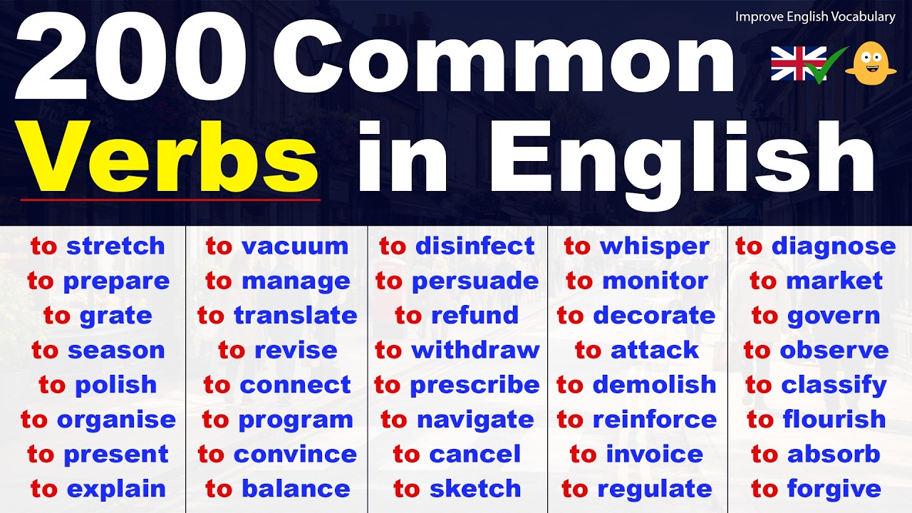 200 Common Verbs in English (To + Base Form) | Improve English Vocabulary