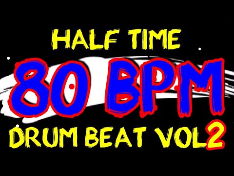 80 BPM - Half Time Drum Beat Rock 2 - 4/4 Drum Track - Metronome - Drum Beat