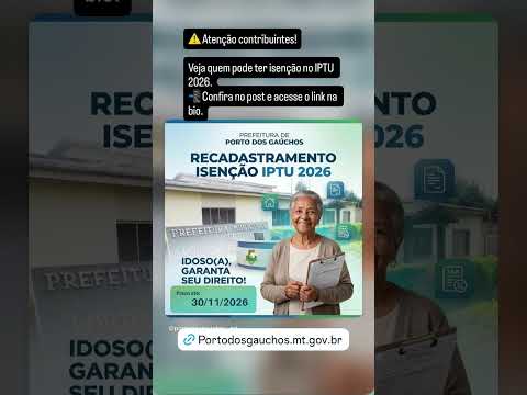 RECADASTRAMENO PARA ISENÇÃO DE IPTU DE PORTO DOS GAÚCHOS-MT