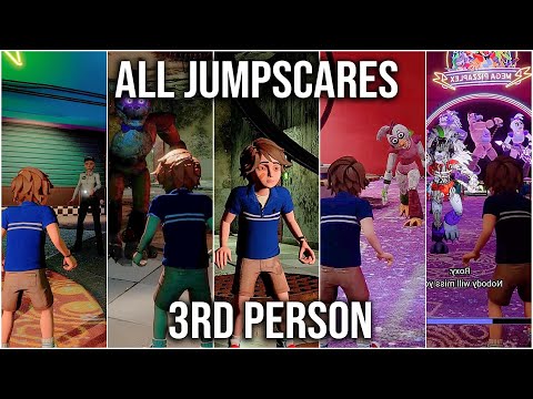 FNAF Security Breach - All Jumpscares in 3rd Person Mode (Free cam)