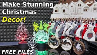 How to Make Christmas Ornaments & Acrylic Lights with a Laser Cutter + AI Graphics! BONUS FREE FILES