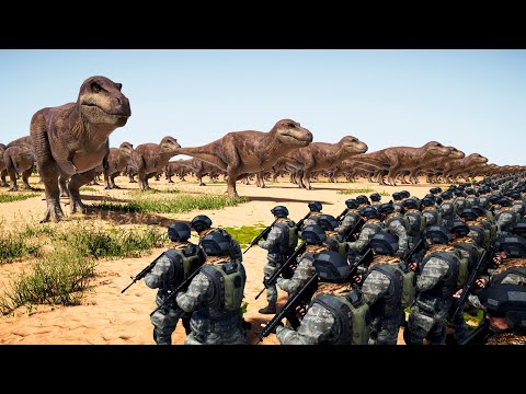 10,000 T-Rex vs 100,000 Modern USA Soldiers — Ultimate Epic Battle Simulator 2
