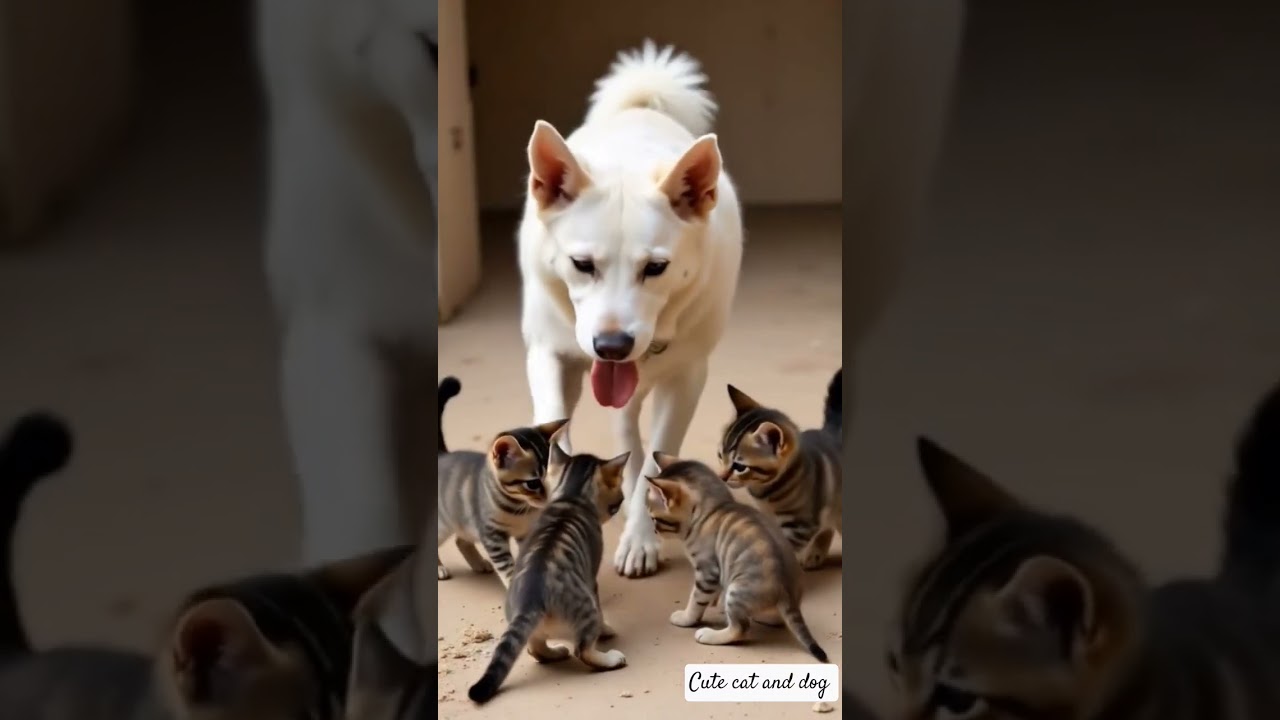 So cute kitten with dog
