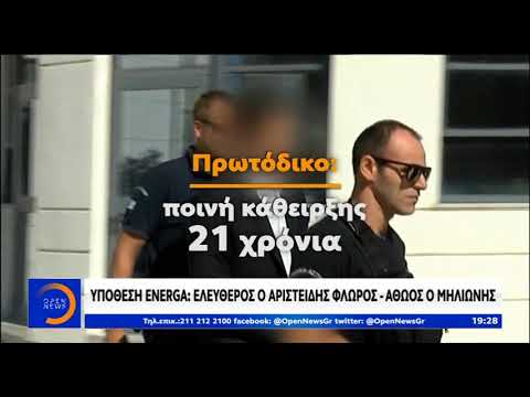Υπόθεση energa ελεύθερος ο Φλώρος αθώος ο Μηλιώνης