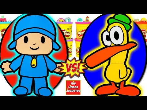 Huevos Sorpresa Gigantes de Pocoyo vs Pato de plastilina play doh en español