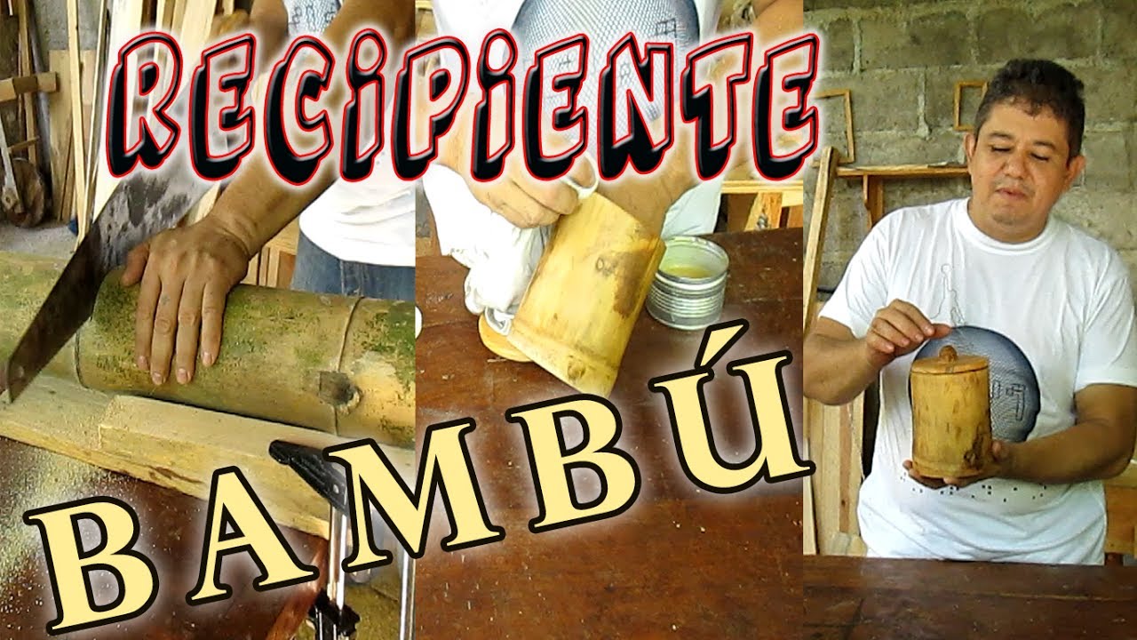 Recipiente de bambú con tapa