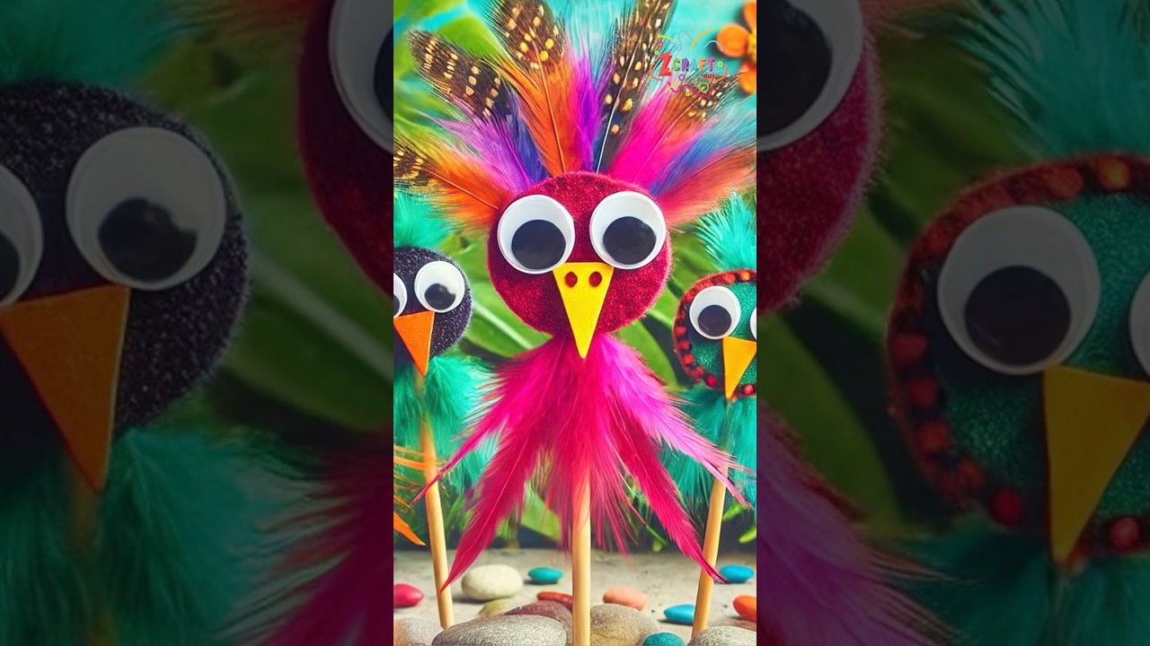 DIY Colorful Feathered Bird Crafts 🐦 | Easy craft to do at home #diy #craft #craftyfun #kids