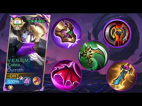NEW BEST ATTACK SPEED AND DAMAGE BUILD DYRROTH GAMEPLAY \ MLBB]