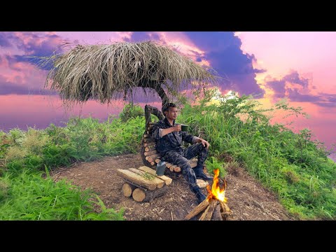 Camping Overnight Alone In The High Mountains, Catching Devil Bees, Cooking | Primitive Villa