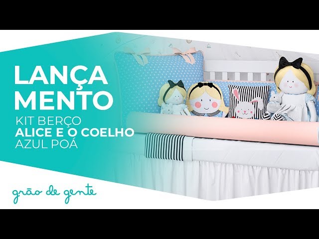 Kit Berço Alice e o Coelho Azul Poá - Grão de Gente