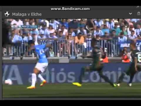 Amazing goal by Garry Rodrigues in 11' for 0-1, Málaga - Elche, 03.05.14