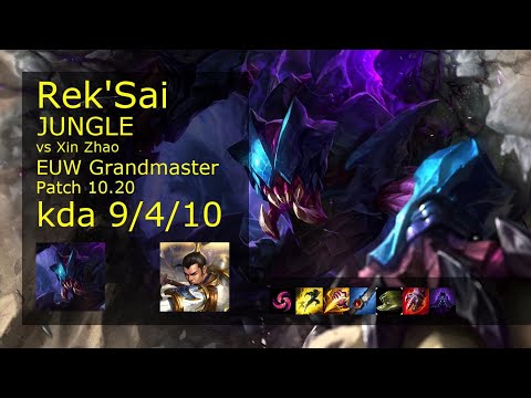 Rek'Sai vs Xin Zhao Jungle - EUW Grandmaster 9/4/10 Patch 10.20 Gameplay
