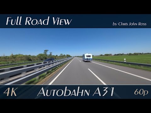 Autobahn (A31), Germany: Dörpen - Rhede (Ems) - Papenburg - 4K Ultra HD (2160p/60p) Video