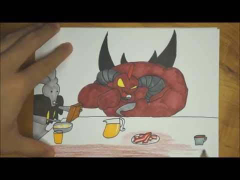 How to draw Diablo eating (Carbot style) Copic markers