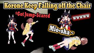 Korone Falls Off Her Chair Every Time She Gets Jump-Scared had Mio Died Laughing