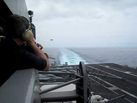 F-18 Hornet landing on the USS Nimitz