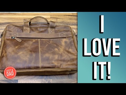KomalC 16" Leather Briefcase Satchel Bag REVIEW