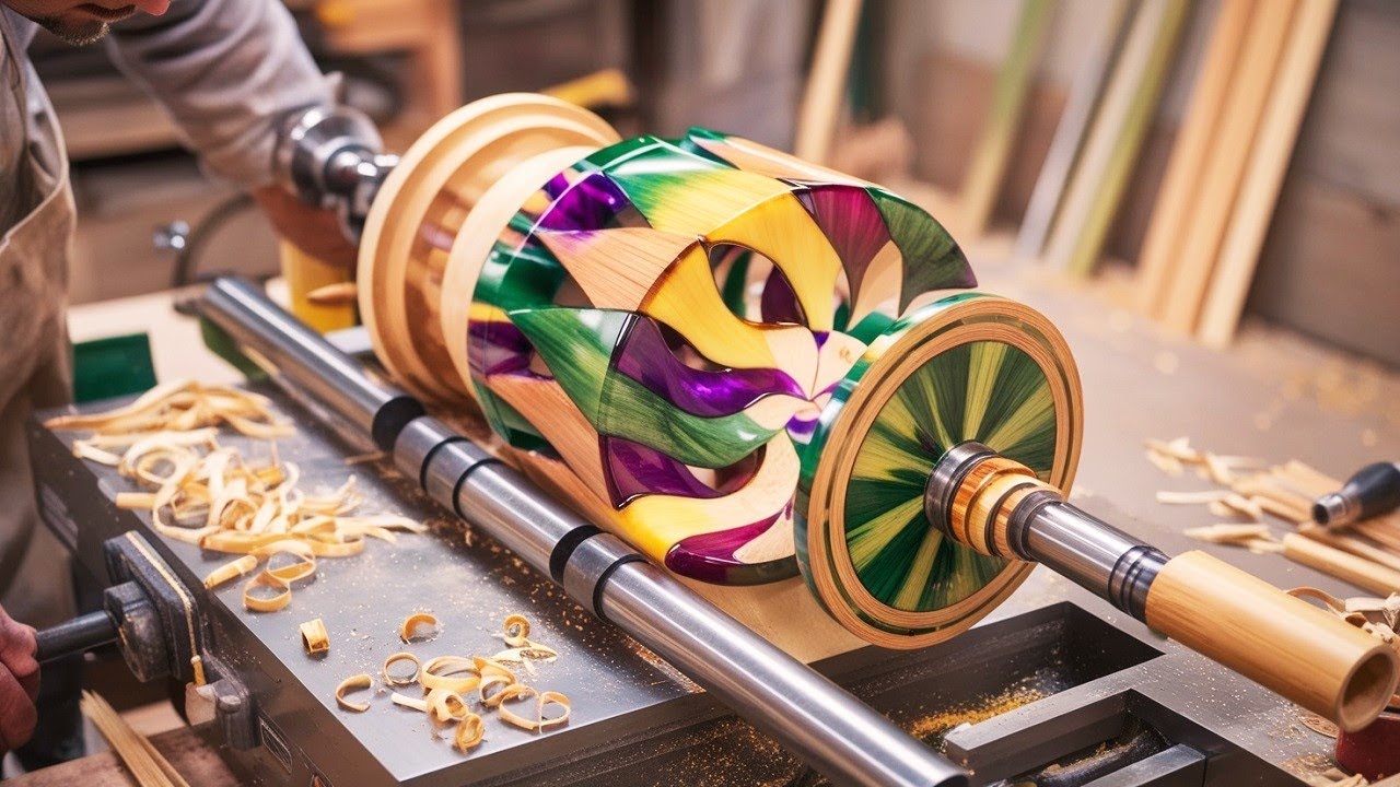 The Magic of Woodturning: Turning Raw Bamboo and Epoxy Resin into Artistic Masterpieces