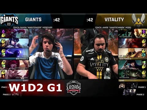 Giants vs Vitality | Week 1 Day 2 of S8 EU LCS Spring 2018 | GIA vs VIT W1D2 G1