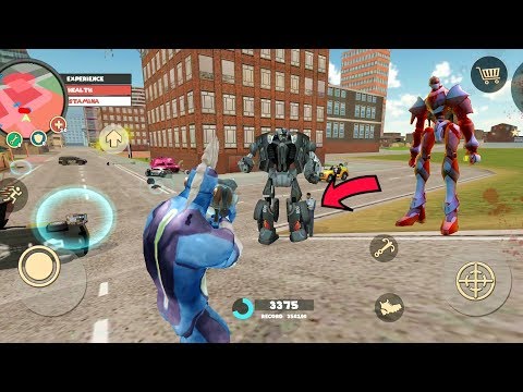 Rope Hero: Vice Town (Rope Hero Control Gravity) Zero Gravity Fight with Robot Car - Gameplay HD