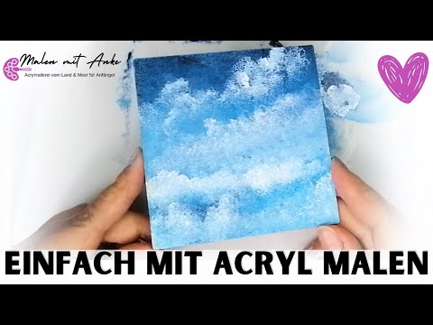 Wolken mit einem Schwamm malen lernen | Schritt für Schritt Acrylmalerei für Anfänger