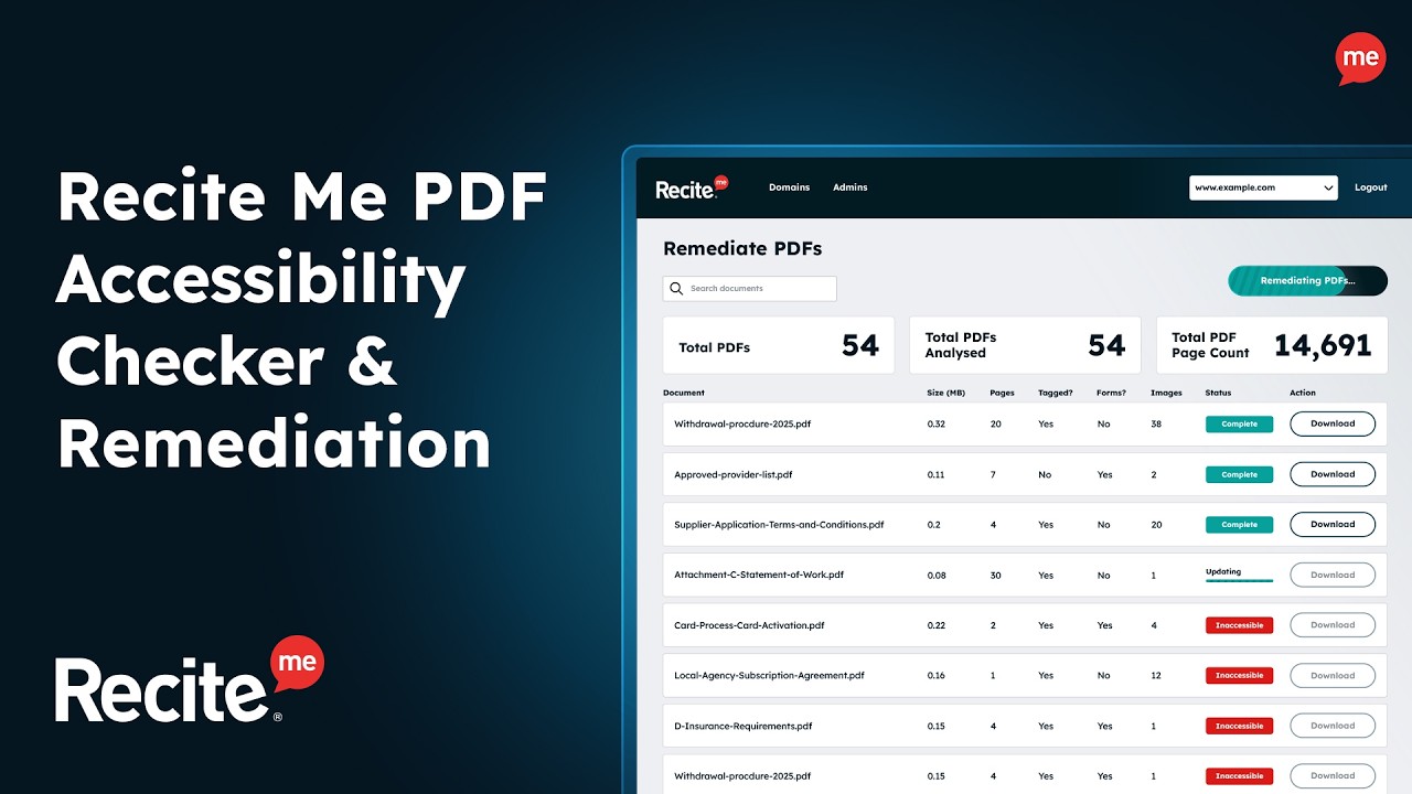 Recite Me PDF Accessibility Checker and Remediation