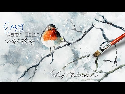 Robin Bird Watercolor Painting | Masking Fluid Trick | Snow
