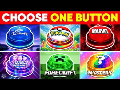 Choose One Button: 🏰 Disney, ⚡ Pokémon, 🦸 Marvel, 🎤 KPOP Demon Hunters, ⛏️ Minecraft, or ❓ Mystery