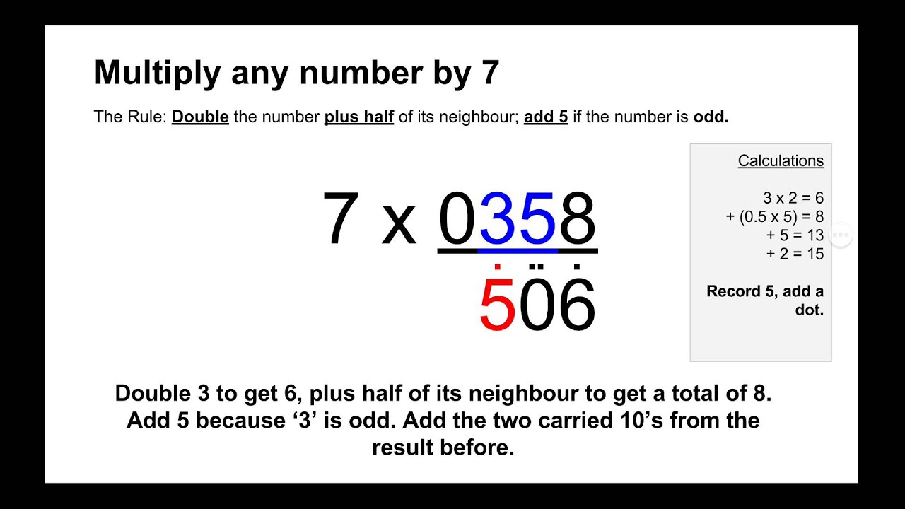 Trachtenberg System - Multiply by 7 Method (Be Faster than a Calculator!)