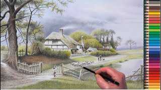 Coloured Pencil Landscape Drawing With Faber Castell Polychromos