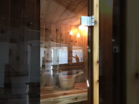 4-Person Indoor Traditional Sauna Double Bench with 6kW Harvia Heater video walkthrough