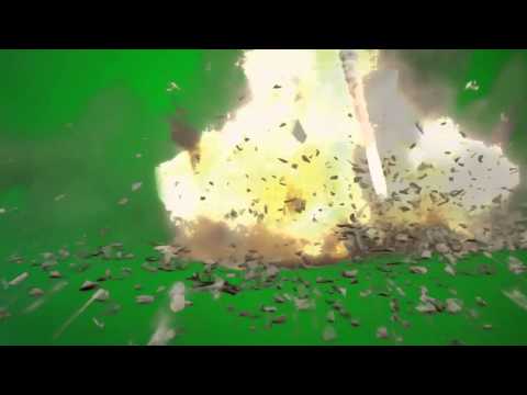 missile + explosion green screen footage