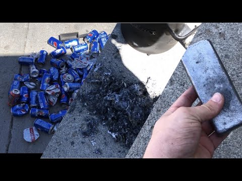 Melting 100 aluminum pop cans